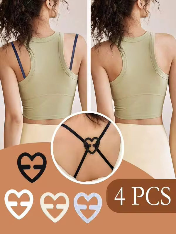 4pcs/Set Love Shaped Bra Strap Clip, Invisible Anti-Slip Bra Strap Buckle Body Care For Travel,Sport,Outdoor,Belt Christmas For Holiday Gift Giving,Back To School, Sports