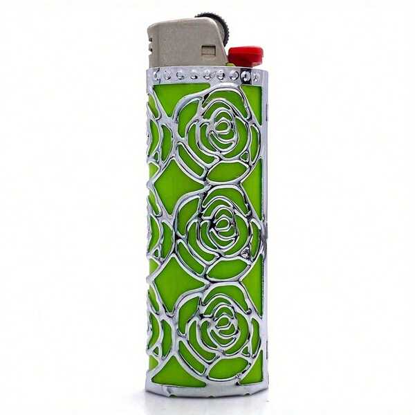 1PC,Hollow Rose Design For BIC J6 Lighter,(Only Suitable For BIC J6)Metal Lighter Holder, Shell Lighter Case Cover, Lighter Accessories,Smoking Accessories
