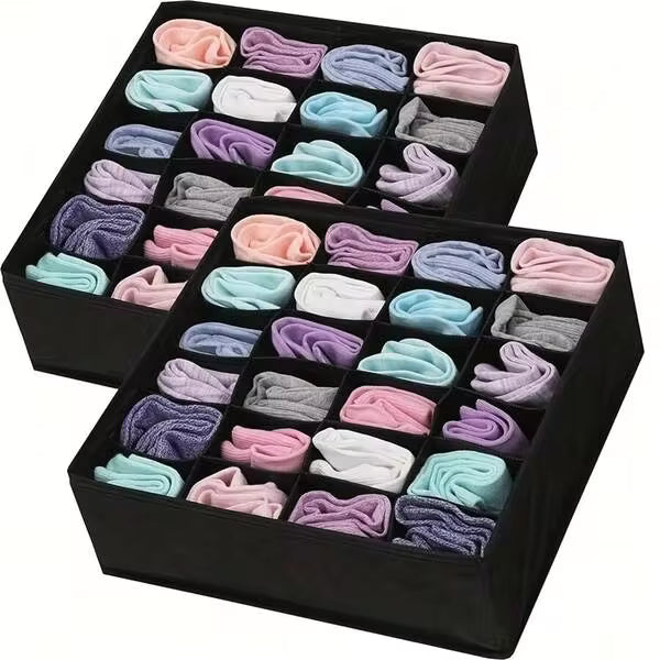 1pc Underwear & Socks Drawer Organizer Box, White, 20 Compartments Fabric Storage Box Suitable For Underwear, Socks And Clothing