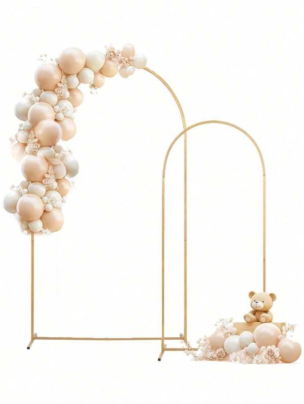 2 Pack Metal Arch Backdrop Stand(7.2FT/6FT), Decorative Balloon Arch Stand, Easy Assembly Gold Wedding Arch, Stable Backdrop Arch Stand For Wedding Ceremony, Birthday Party, Baby Shower